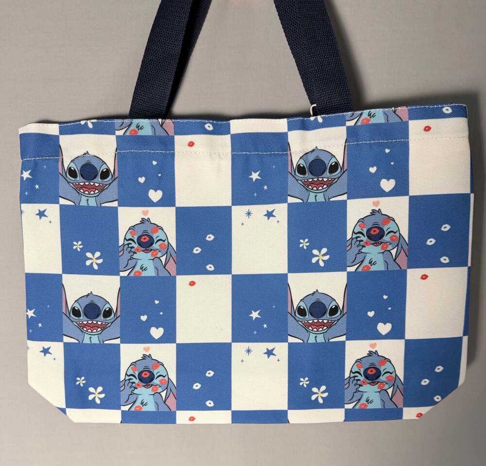 Disney Stitch Checkerboard Print Canvas Tote Bag (2 available) - Picture 4 of 6